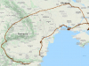 Карта переміщень грифа Sliven протягом 9.04-8.05.2020 (джерело: greenbalkans.org)
