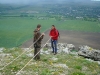 Preparation for a climbdown from a rock